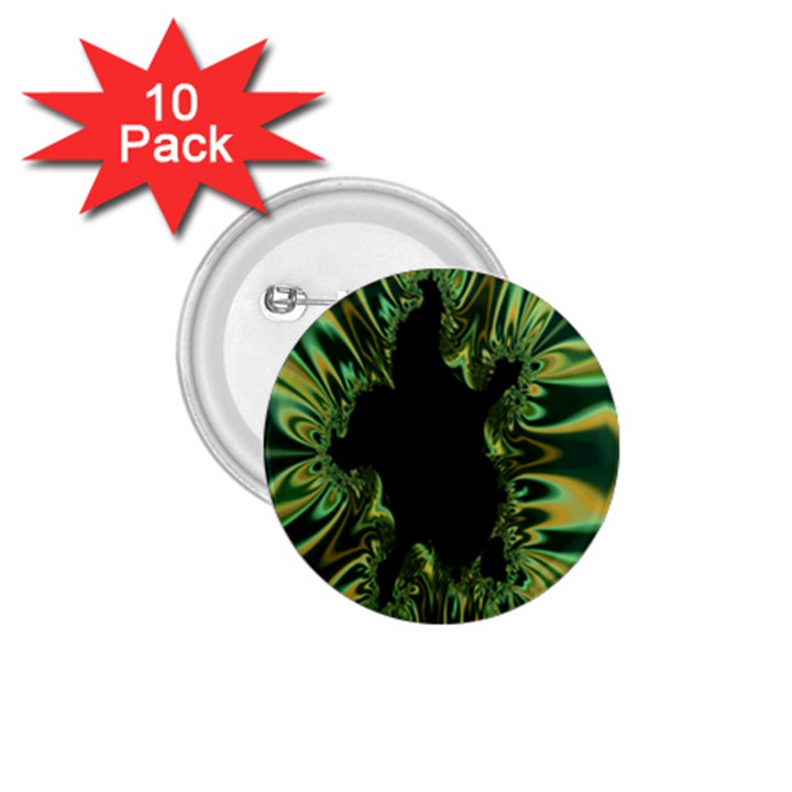 Burning Ship Fractal Silver Green Hole Black 1.75  Buttons (10 pack)