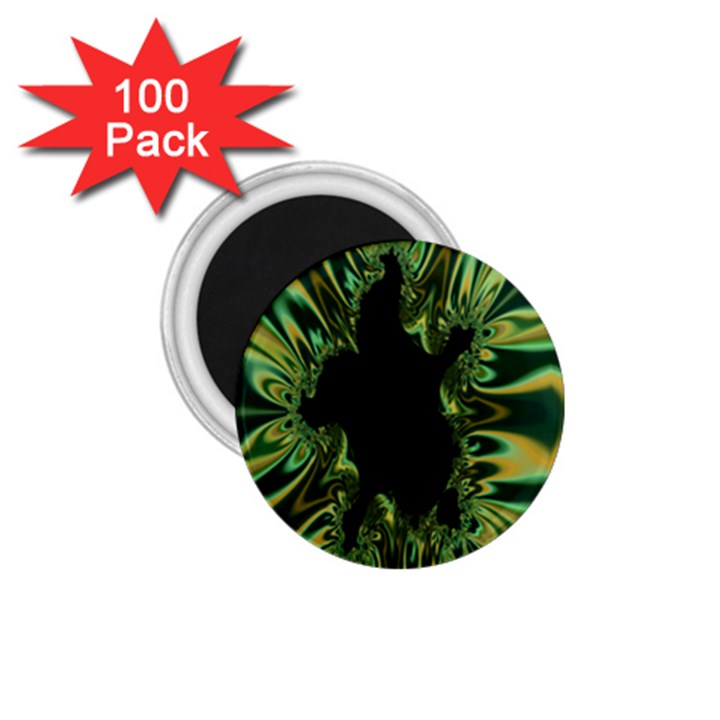 Burning Ship Fractal Silver Green Hole Black 1.75  Magnets (100 pack) 