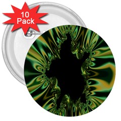 Burning Ship Fractal Silver Green Hole Black 3  Buttons (10 Pack)  by Mariart