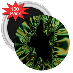 Burning Ship Fractal Silver Green Hole Black 3  Magnets (100 Pack) by Mariart