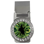 Burning Ship Fractal Silver Green Hole Black Money Clips (CZ)  Front