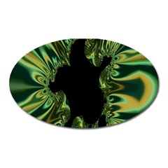 Burning Ship Fractal Silver Green Hole Black Oval Magnet by Mariart