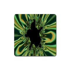 Burning Ship Fractal Silver Green Hole Black Square Magnet by Mariart