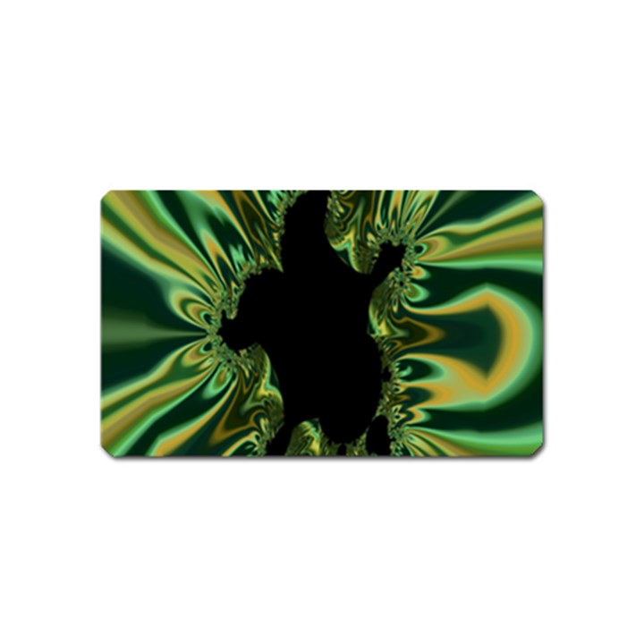 Burning Ship Fractal Silver Green Hole Black Magnet (Name Card)