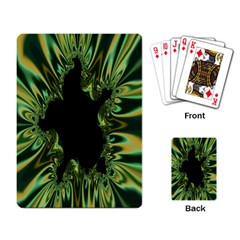 Burning Ship Fractal Silver Green Hole Black Playing Card by Mariart