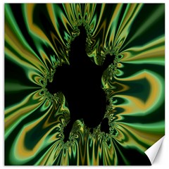 Burning Ship Fractal Silver Green Hole Black Canvas 16  X 16  