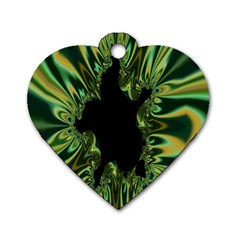 Burning Ship Fractal Silver Green Hole Black Dog Tag Heart (one Side) by Mariart