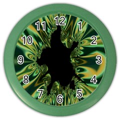 Burning Ship Fractal Silver Green Hole Black Color Wall Clocks by Mariart