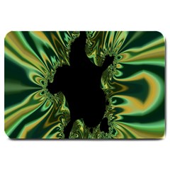 Burning Ship Fractal Silver Green Hole Black Large Doormat  by Mariart