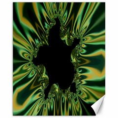 Burning Ship Fractal Silver Green Hole Black Canvas 11  X 14   by Mariart