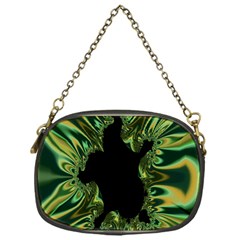 Burning Ship Fractal Silver Green Hole Black Chain Purses (one Side)  by Mariart