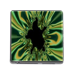 Burning Ship Fractal Silver Green Hole Black Memory Card Reader (square) by Mariart