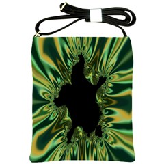 Burning Ship Fractal Silver Green Hole Black Shoulder Sling Bags by Mariart