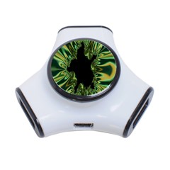 Burning Ship Fractal Silver Green Hole Black 3-port Usb Hub by Mariart