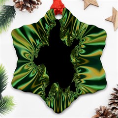 Burning Ship Fractal Silver Green Hole Black Ornament (snowflake) by Mariart