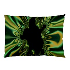 Burning Ship Fractal Silver Green Hole Black Pillow Case (two Sides) by Mariart