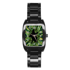 Burning Ship Fractal Silver Green Hole Black Stainless Steel Barrel Watch by Mariart