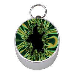 Burning Ship Fractal Silver Green Hole Black Mini Silver Compasses by Mariart