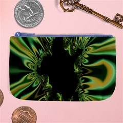 Burning Ship Fractal Silver Green Hole Black Large Coin Purse by Mariart