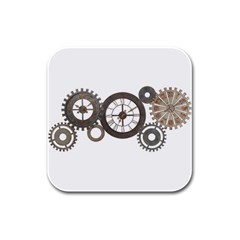 Hour Time Iron Rubber Square Coaster (4 Pack) 