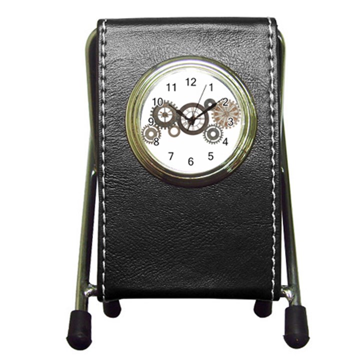 Hour Time Iron Pen Holder Desk Clocks