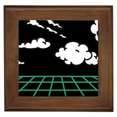 Illustration Cloud Line White Green Black Spot Polka Framed Tiles by Mariart