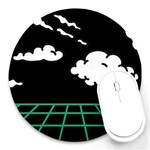 Illustration Cloud Line White Green Black Spot Polka Round Mousepads Front