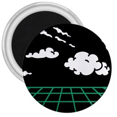 Illustration Cloud Line White Green Black Spot Polka 3  Magnets by Mariart