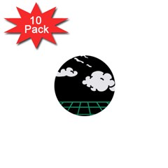 Illustration Cloud Line White Green Black Spot Polka 1  Mini Buttons (10 Pack)  by Mariart