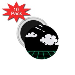 Illustration Cloud Line White Green Black Spot Polka 1 75  Magnets (10 Pack) 