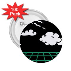 Illustration Cloud Line White Green Black Spot Polka 2 25  Buttons (100 Pack)  by Mariart