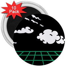 Illustration Cloud Line White Green Black Spot Polka 3  Magnets (10 Pack)  by Mariart