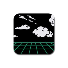 Illustration Cloud Line White Green Black Spot Polka Rubber Square Coaster (4 Pack)  by Mariart