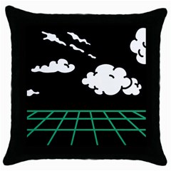 Illustration Cloud Line White Green Black Spot Polka Throw Pillow Case (black)