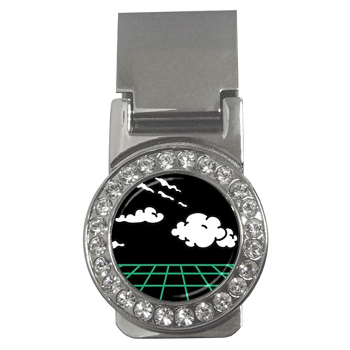 Illustration Cloud Line White Green Black Spot Polka Money Clips (CZ) 