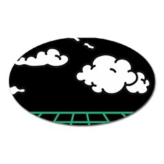 Illustration Cloud Line White Green Black Spot Polka Oval Magnet by Mariart