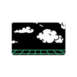 Illustration Cloud Line White Green Black Spot Polka Magnet (Name Card) Front