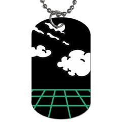 Illustration Cloud Line White Green Black Spot Polka Dog Tag (one Side)