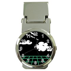 Illustration Cloud Line White Green Black Spot Polka Money Clip Watches