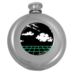 Illustration Cloud Line White Green Black Spot Polka Round Hip Flask (5 Oz) by Mariart