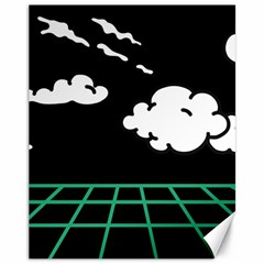 Illustration Cloud Line White Green Black Spot Polka Canvas 11  X 14   by Mariart