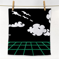 Illustration Cloud Line White Green Black Spot Polka Face Towel by Mariart