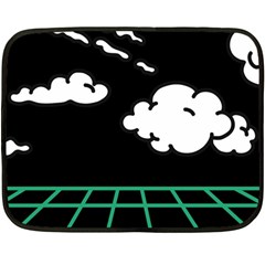 Illustration Cloud Line White Green Black Spot Polka Fleece Blanket (mini) by Mariart