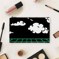 Illustration Cloud Line White Green Black Spot Polka Cosmetic Bag (medium) 