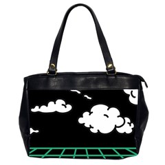 Illustration Cloud Line White Green Black Spot Polka Office Handbags (2 Sides)  by Mariart