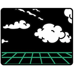 Illustration Cloud Line White Green Black Spot Polka Fleece Blanket (medium)  by Mariart