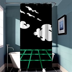 Illustration Cloud Line White Green Black Spot Polka Shower Curtain 36  X 72  (stall)  by Mariart