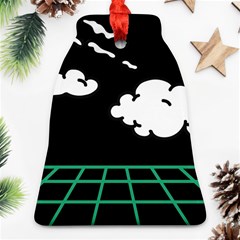 Illustration Cloud Line White Green Black Spot Polka Ornament (bell) by Mariart