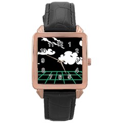 Illustration Cloud Line White Green Black Spot Polka Rose Gold Leather Watch  by Mariart