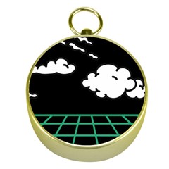 Illustration Cloud Line White Green Black Spot Polka Gold Compasses by Mariart